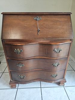Antique Wood Secretary Desk with Drawers