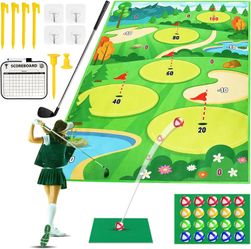 Golf Game Mat (Golf Club Included) Golf Mat for Adults Kids Indoor Outdoor Backyard Golf Game Putting Green New Indoor Golf Game | Stick Chip Games fo