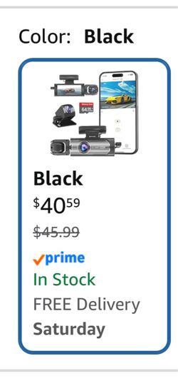 Black Dash Cam with 64GB Memory Card
