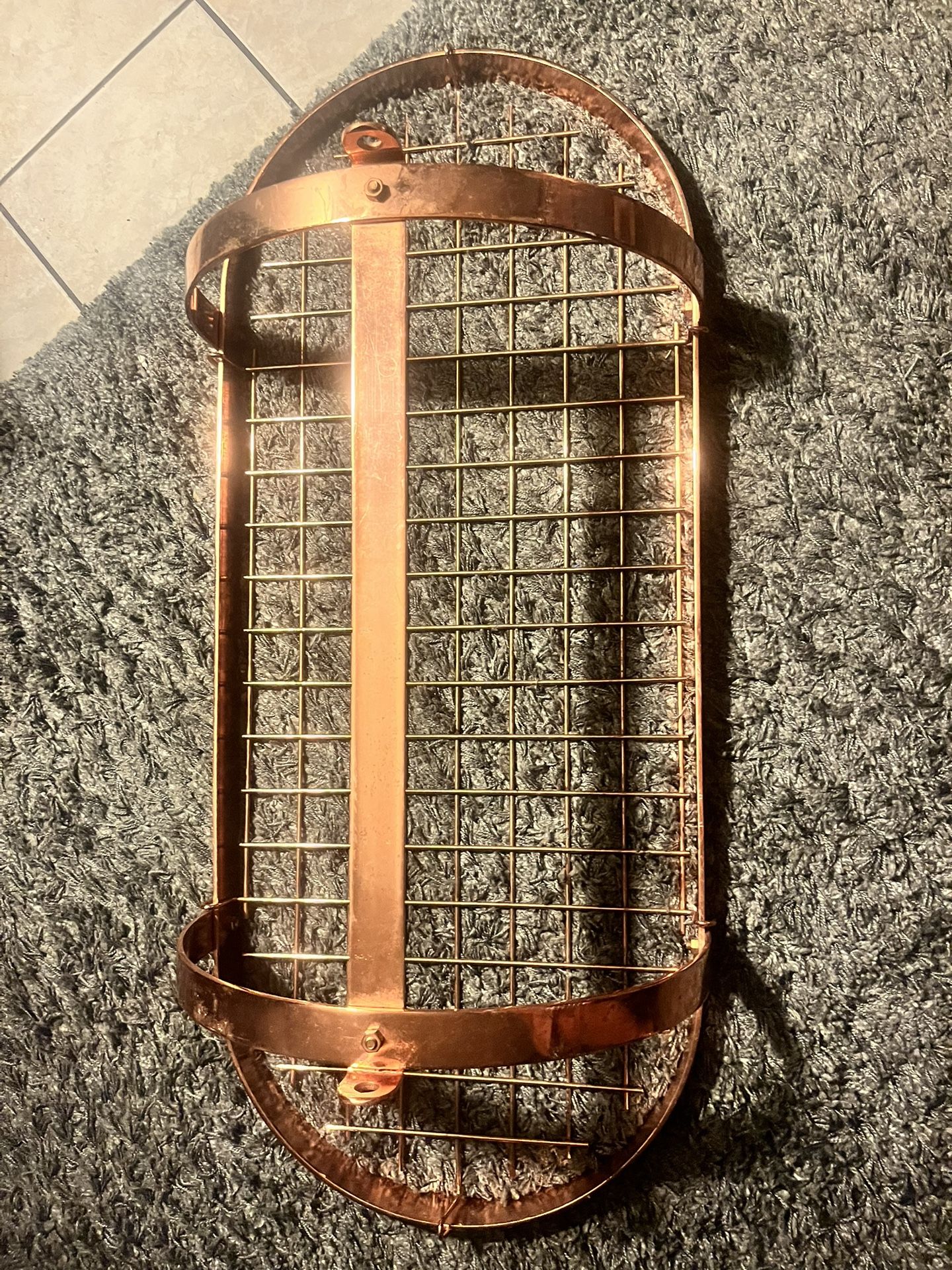 Oval copper ceiling pot rack