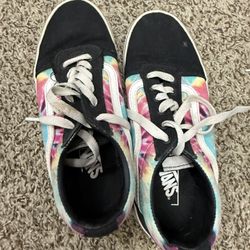 Title: Vans Ward Low Top Tie-Dye Black Sneakers - Youth Size 3
