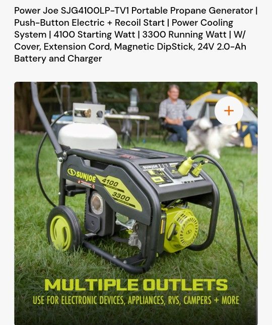 SUNJOE PROPANE ELECTRIC START GENERATOR