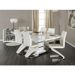 White Dining Table Set With 6 Chairs (Free Delivery)