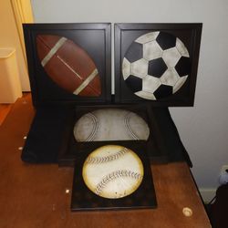 4 Pcs Metal Sports Signs 