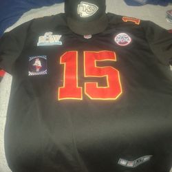 Chiefs Pack. 7&1/4 Fitted, Xl Mahomes SB LIV Xl Mahomes Jersey, And Galaxy Of Stars Mahomes Card. $60 OBO
