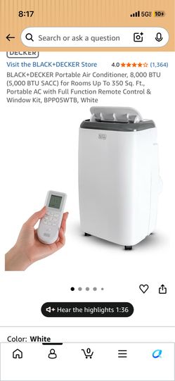 Black Decker portable AC with wheels lightly used 8000BTU