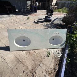 Double sink bathroom vanity top