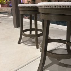 Pair Of Swivel Stools In Gray 