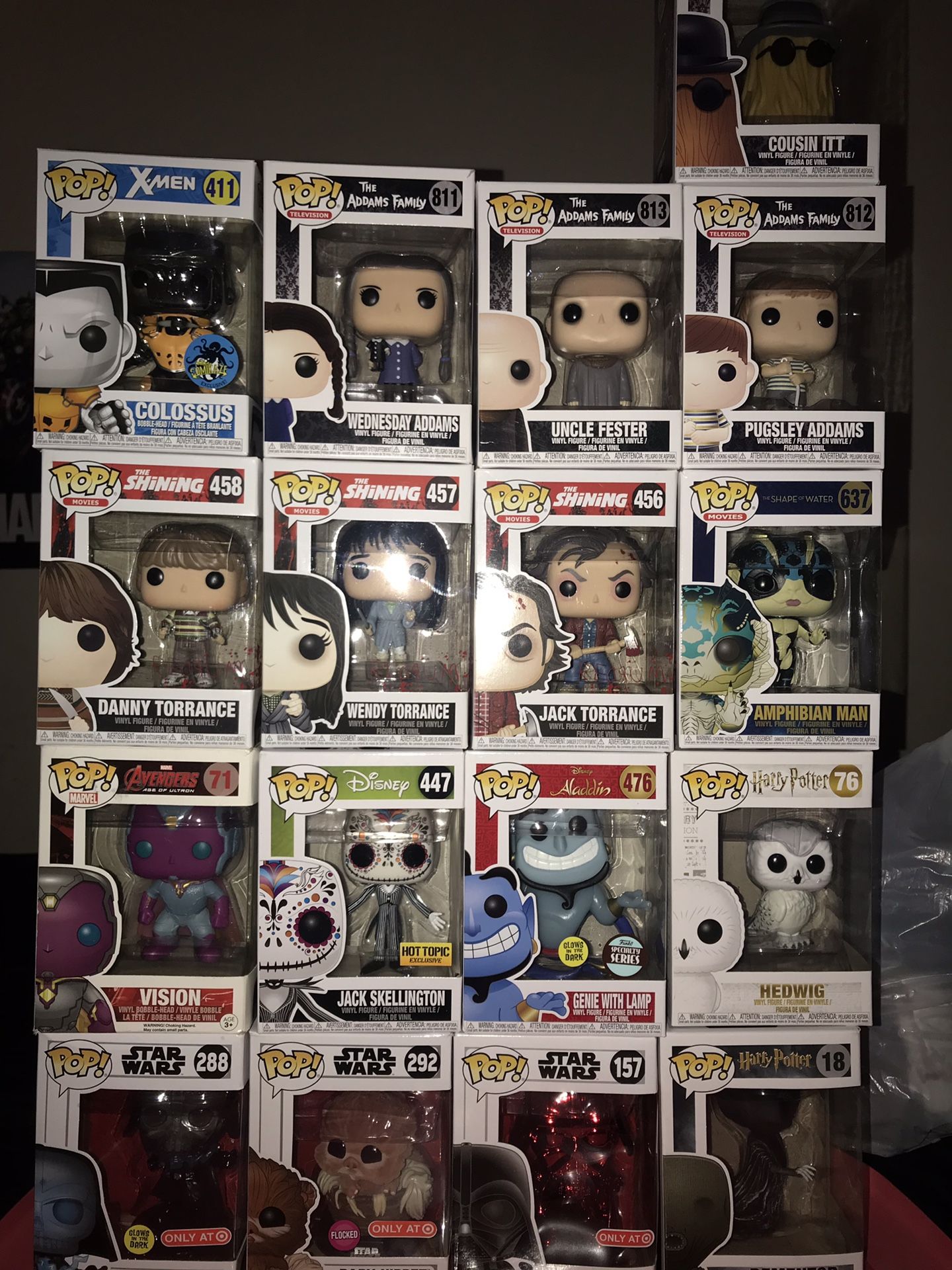 Funko pops avengers Disney Star Wars Addams family captain marvel