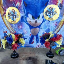 Sonic Backdrop With Two Main center Pieces 