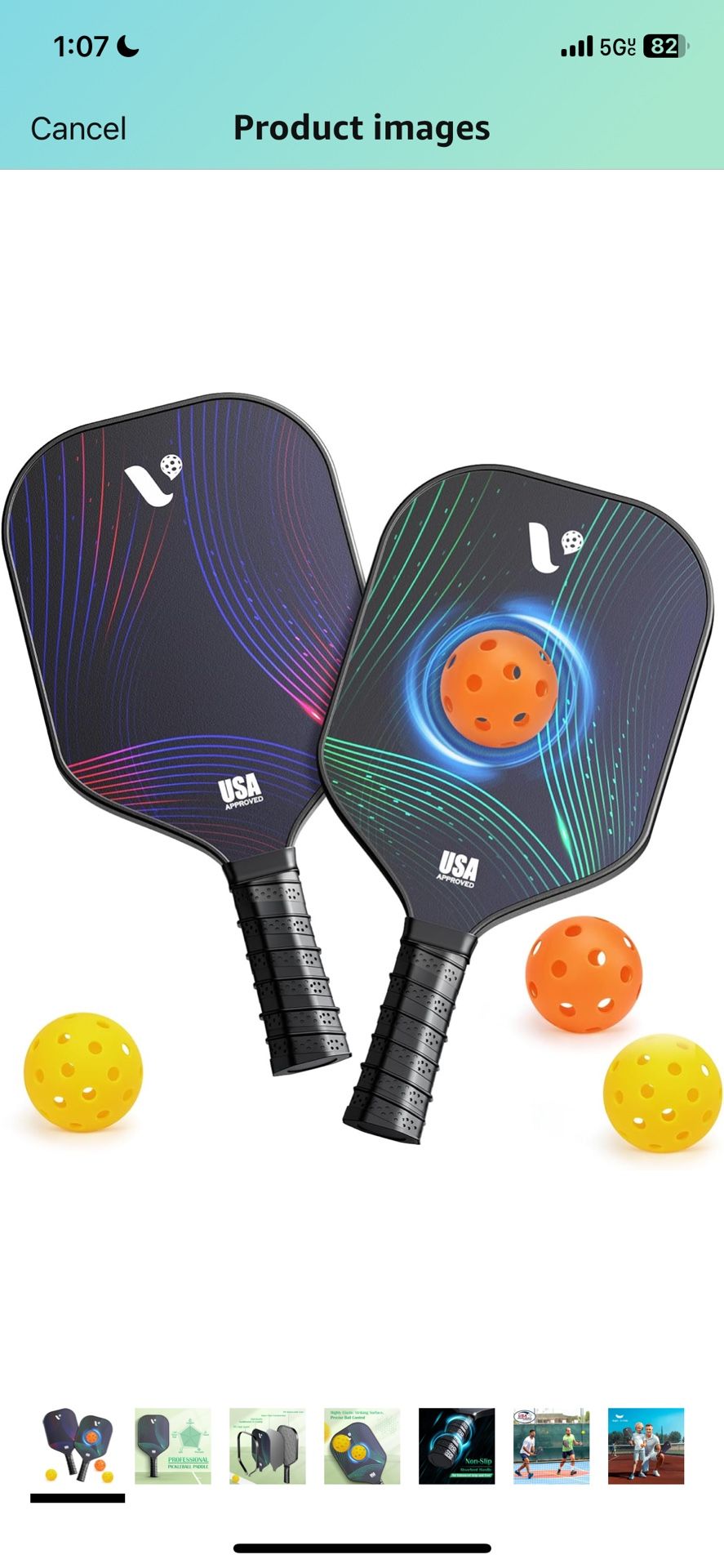 Pickleball Paddles Set of 2, USAPA Approved Fiberglass Pickle Ball Paddles with 4 Pickle Balls, Durable &Lightweight Racket for Beginners, Pros, Men, 