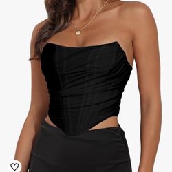 Women's Open Back Vintage Zipper Back Support Mesh Navel Shaper Strapless Body Shaper Corset