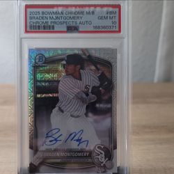 Topps 2025 Bowman Chrome Braden Montgomery #BM Prospects Auto PSA 10 1(contact info removed)1