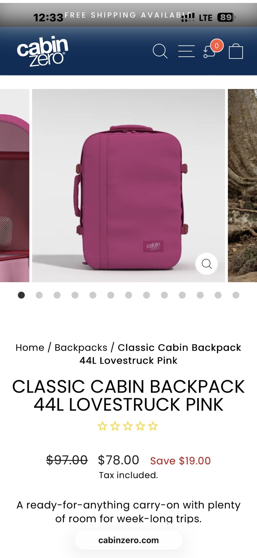 NEW! Backpack CABIN ZERO PINK 44L Paid $97 Lighter & Cheaper Than Cotopaxi Patagonia Black hole