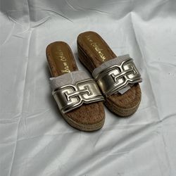 Sam Edelman Pauleena Espadrille Sandal - Metallic Silver Leather - Sz 6