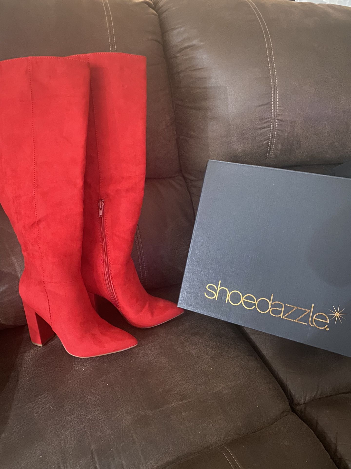 Shoedazzle High Heel Red Boots (Brand New) Never Worn