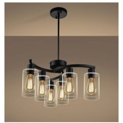 CNRATE 6 LIGHT MODERN FARMHOUSE BLACK CHANDELIER