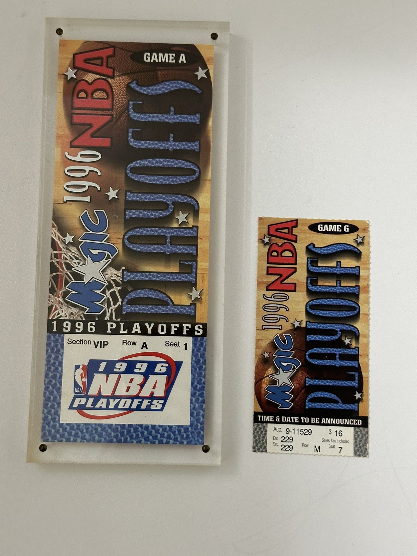 NBA Magic ~ 1996 Playoff Ticket ~ Protected ~ Mint