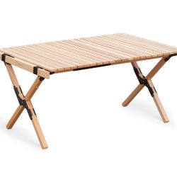 Folding Picnic Table, Portable Camping Table with Carry Bag, Wood Outdoor Table for Picnic, Camping, Travel, Party, Beach, Garden, Patio, gailgating, 