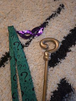 Riddler Cane Tie and mask costume accessories
