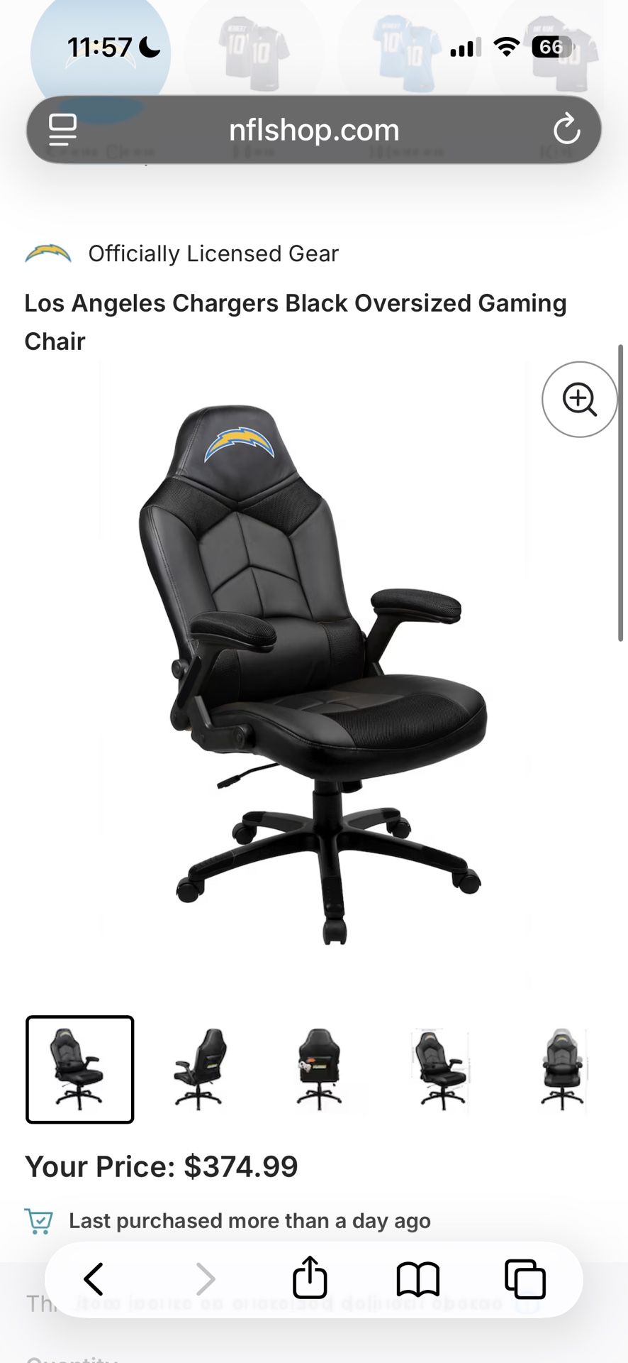 Chargers Oversized Gaming Office Chair