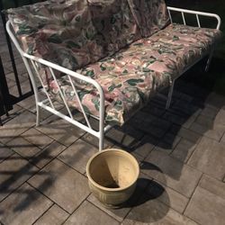 Outdoor Couch W Cushions+ Flower Pot
