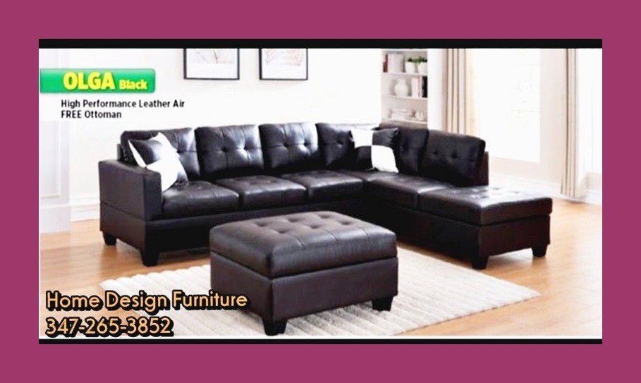 leather sectional with Ottoman