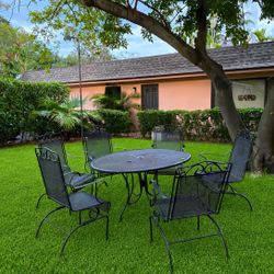 Wrought Iron Table & 6 Chairs