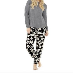 Three Dot Velour Floral Lounge Pajama Comfort Jogger Pant 
