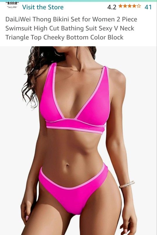 NEW BEAUTIFUL BATHING SUIT( BRIGHT PINK W/LIGHT PINK TRIM) SIZE M. SEE PHOTOS. CASH PICKUP ONLY