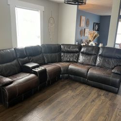 Brown leather Couch 