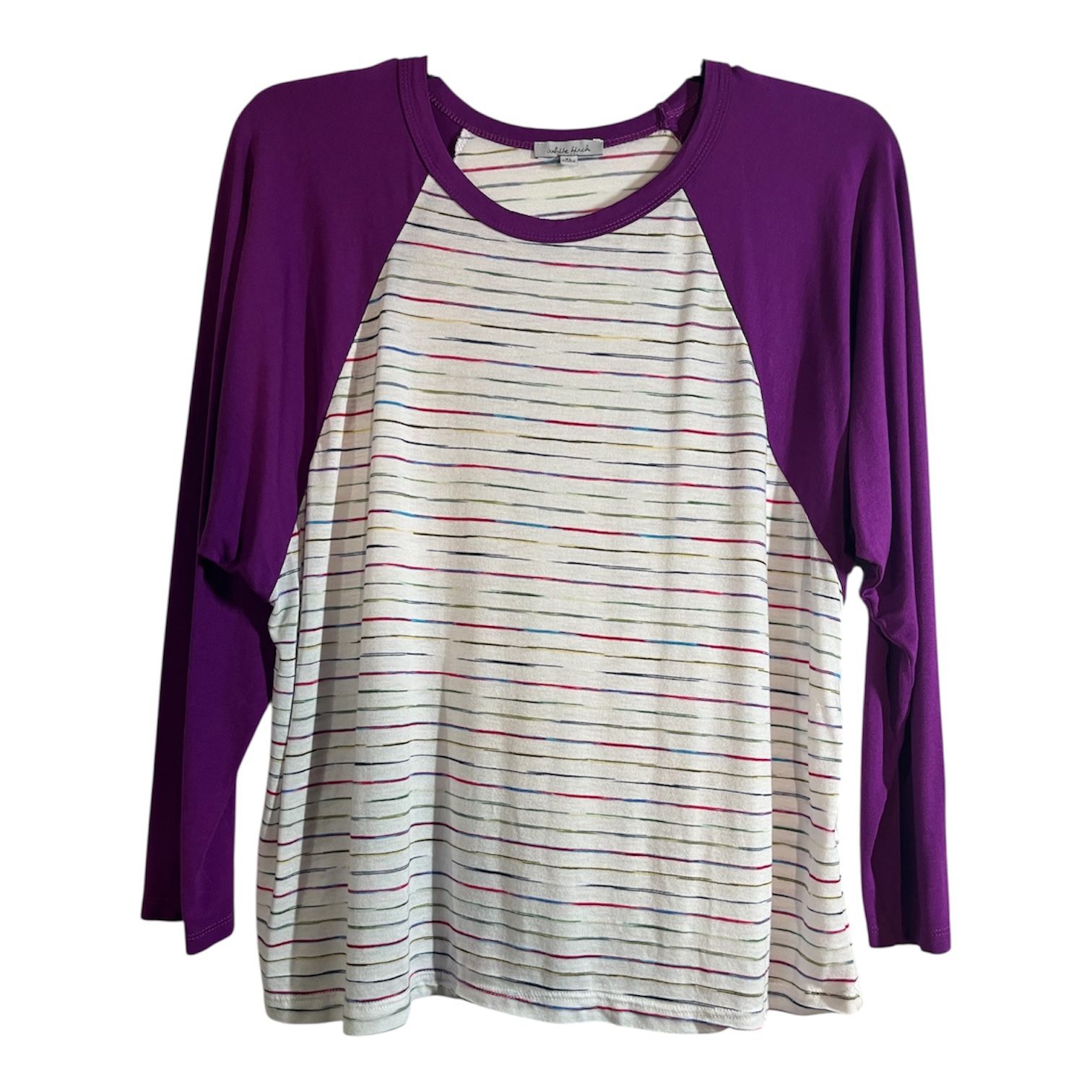 White Birch Purple and White Striped Long Sleeve Top Women Size XL