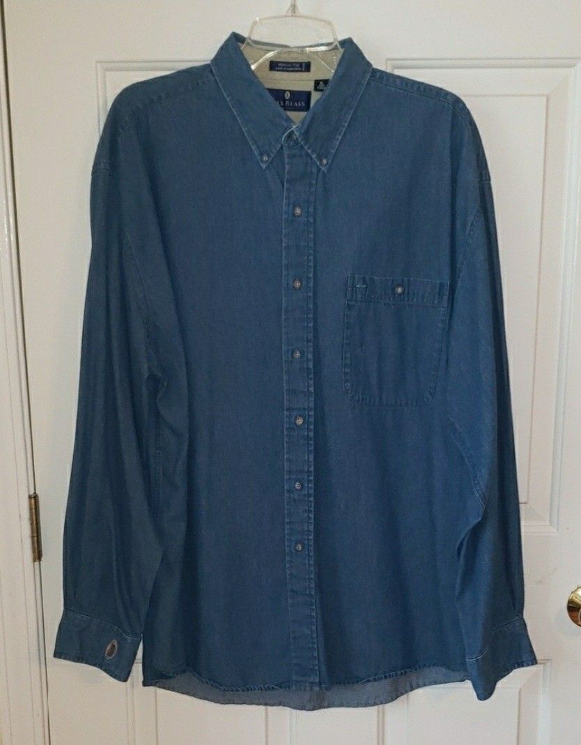 Vtg Bill Blass Blue Denim Button Down Shirt Size: XL
