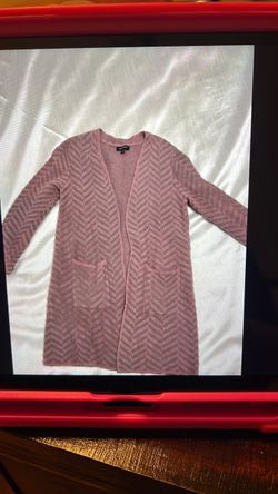 Mauve Chevron Knit Open Front Cardigan
