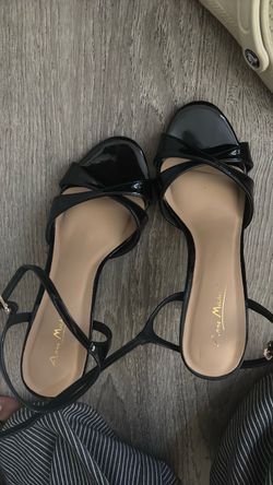 Anne Michelle Black Patent Strappy Heeled Sandals