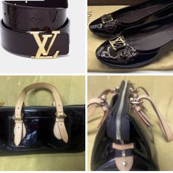 Louis Vuitton , Purse, Ballet Flats, Belt Vernice Amarante 