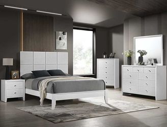 Bedroom set 4 pc Queen size White finish, New Especial price 