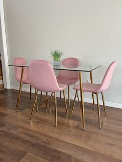 Modern Pink Gold Dining Table Set