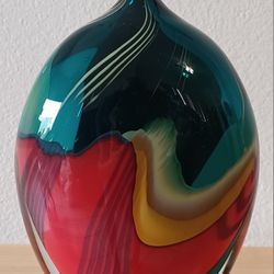 Peter Layton 'Green Paradiso' Large Dropper Art Blown Glass Signed