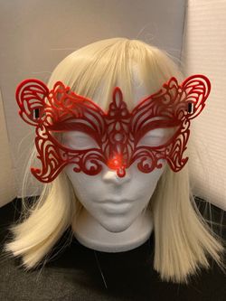 Red Filigree Masquerade Mask with LED Light