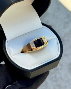 Jewelry 10k solid yellow gold onyx stone natural diamonds 1.21CTW ring size 14.00
