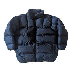 NWOT Vintage 80s 90s Eddie Bauer Ridge Line #15873 Navy Blue High Neck Goose Down Quilted Puffer Bubble Jacket Womens Small