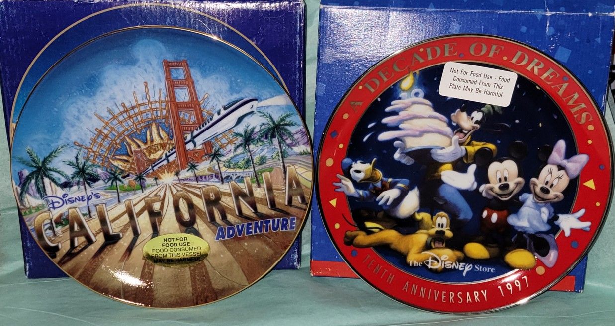 Disney vintage Commemorative Plates 10 Years & California Adventure