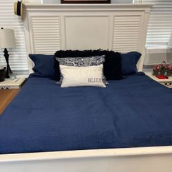 King Wood White Bed Frame 