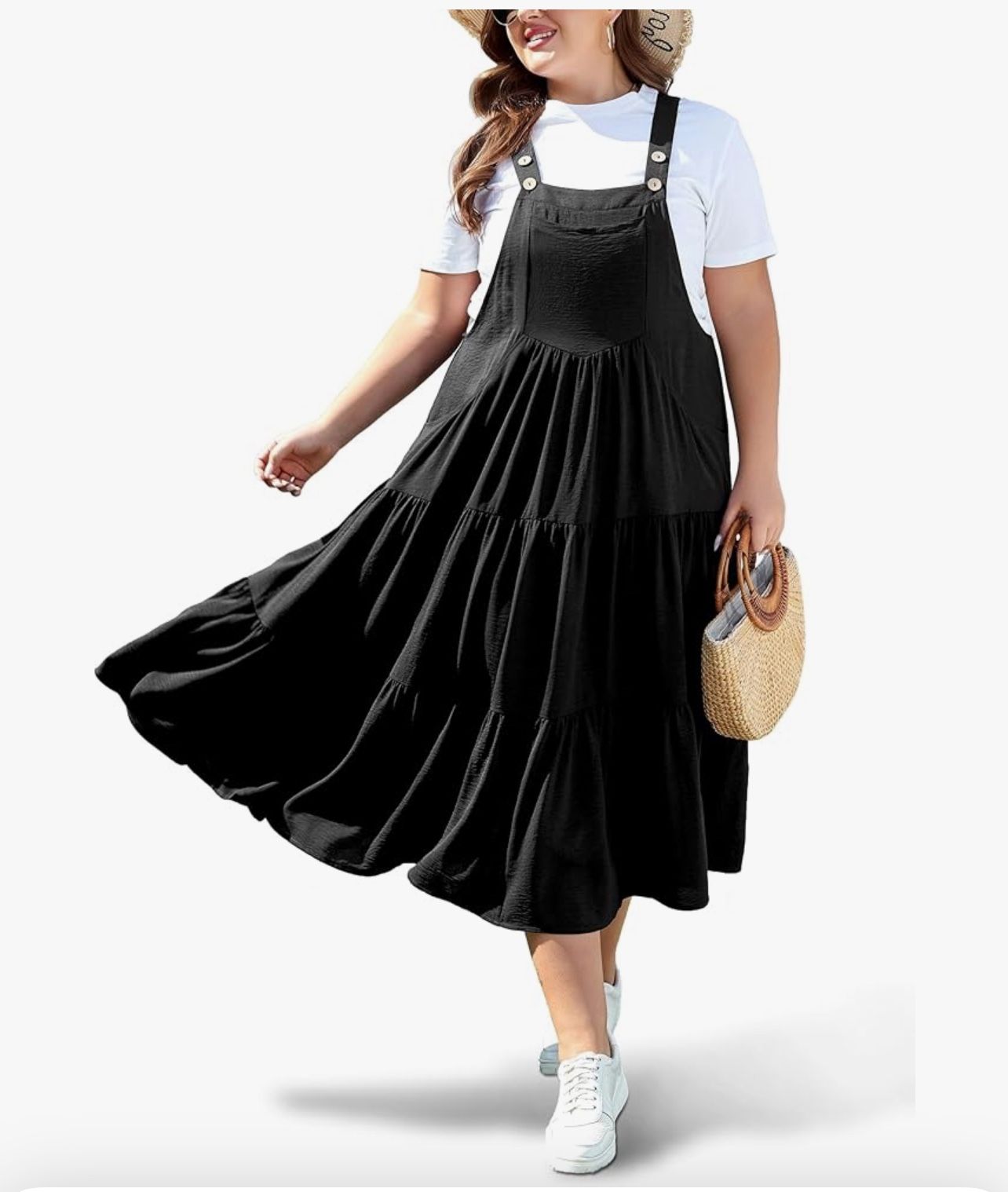 3XL Moon Wood Plus Size Overall Dress for Women 