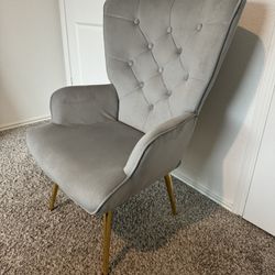Velvet Accent Chair, Upholstered Side Armchair with Metal Legs