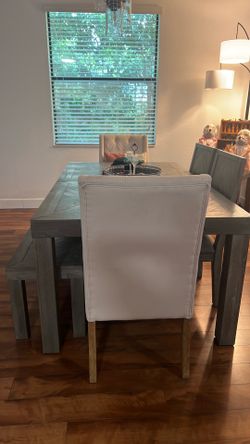 Dinning table with chairs and bench ,  and additional items  for sale