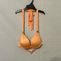 Victoria's Secret Orange Swim Top with Halter Neck and Molded Cups