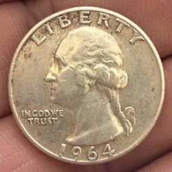 1964 Silver Quarter Dollar Coin 