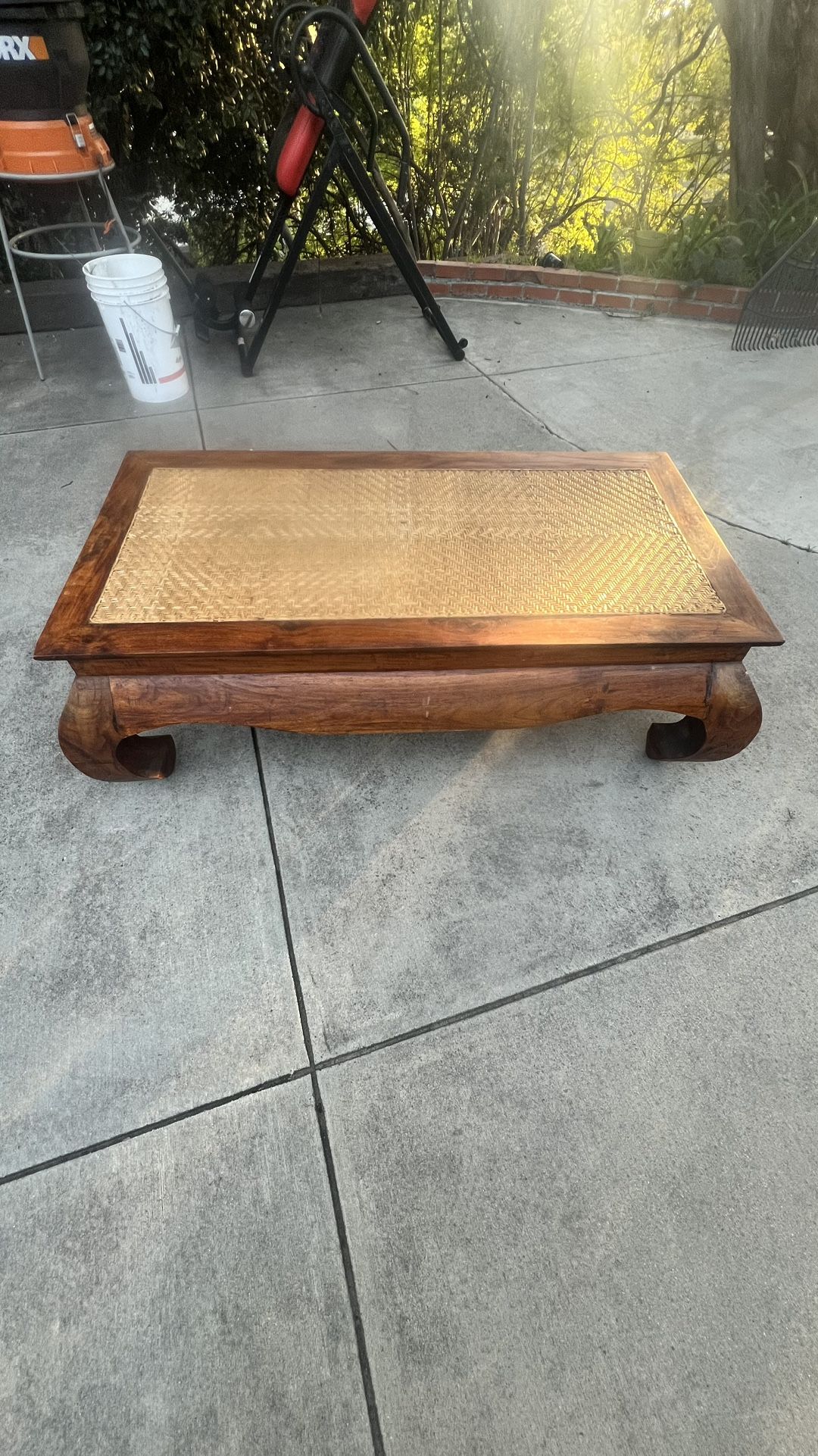 solid wood rattan coffee table